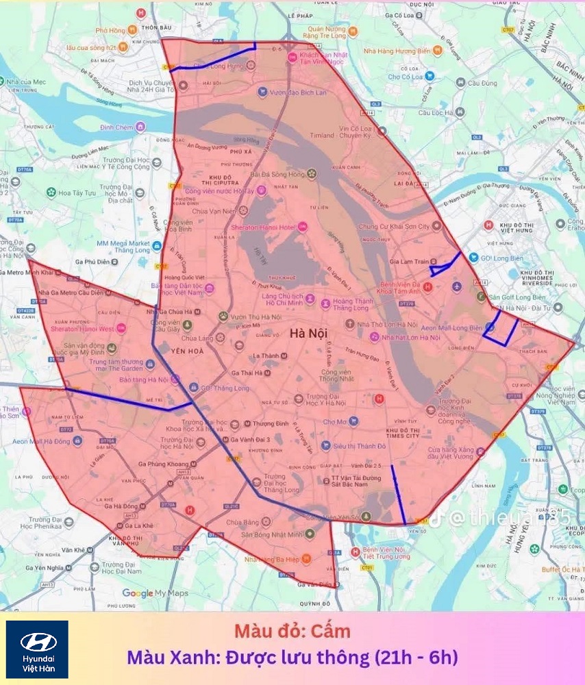 Bản đồ đường cấm xe tải Hà Nội mới nhất hiện nay