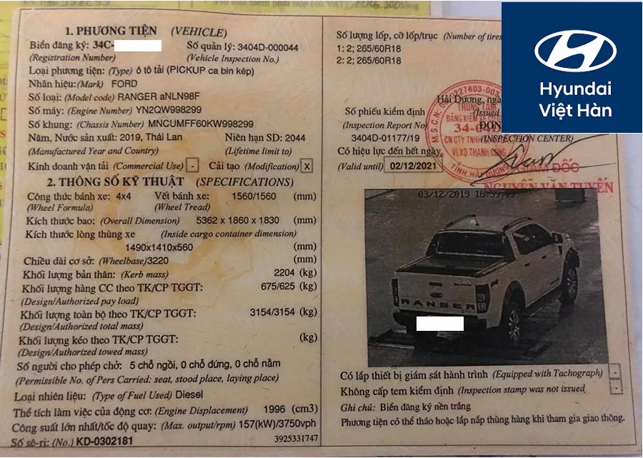 Đăng kiểm xe bán tải 