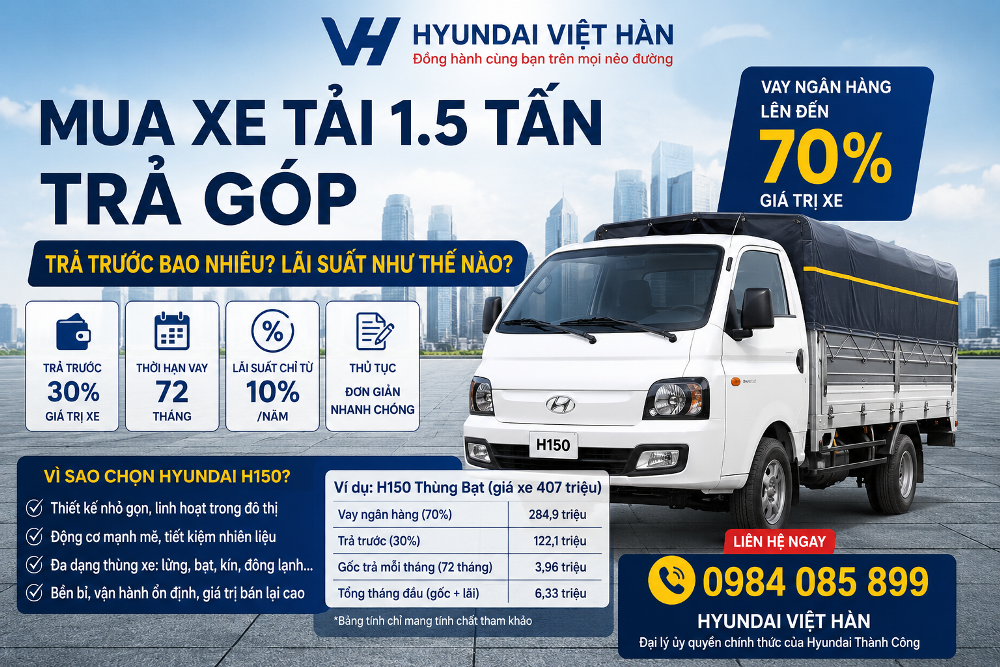 Mua Xe Tải 1.5 Tấn Trả Góp: Trả Trước Bao Nhiêu? Lãi Suất Ngân Hàng Mới Nhất